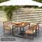 Outdoor Patio Dining Set Acacia Wood 4 Piece Table Loveseat 2 Armchairs Cushion Set